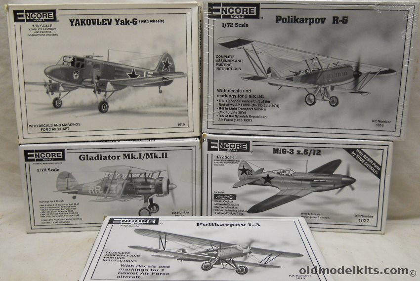 Encore 1/72 Mig-3 With True Details Resin Cockpit / Polikarpov I-3 / Yak-6 / Gladiator Mk.I/II / Polikarpov R-5 plastic model kit